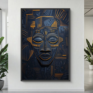 African Abstract Art Framed Canvas Print - "Echoes of Ancestry"