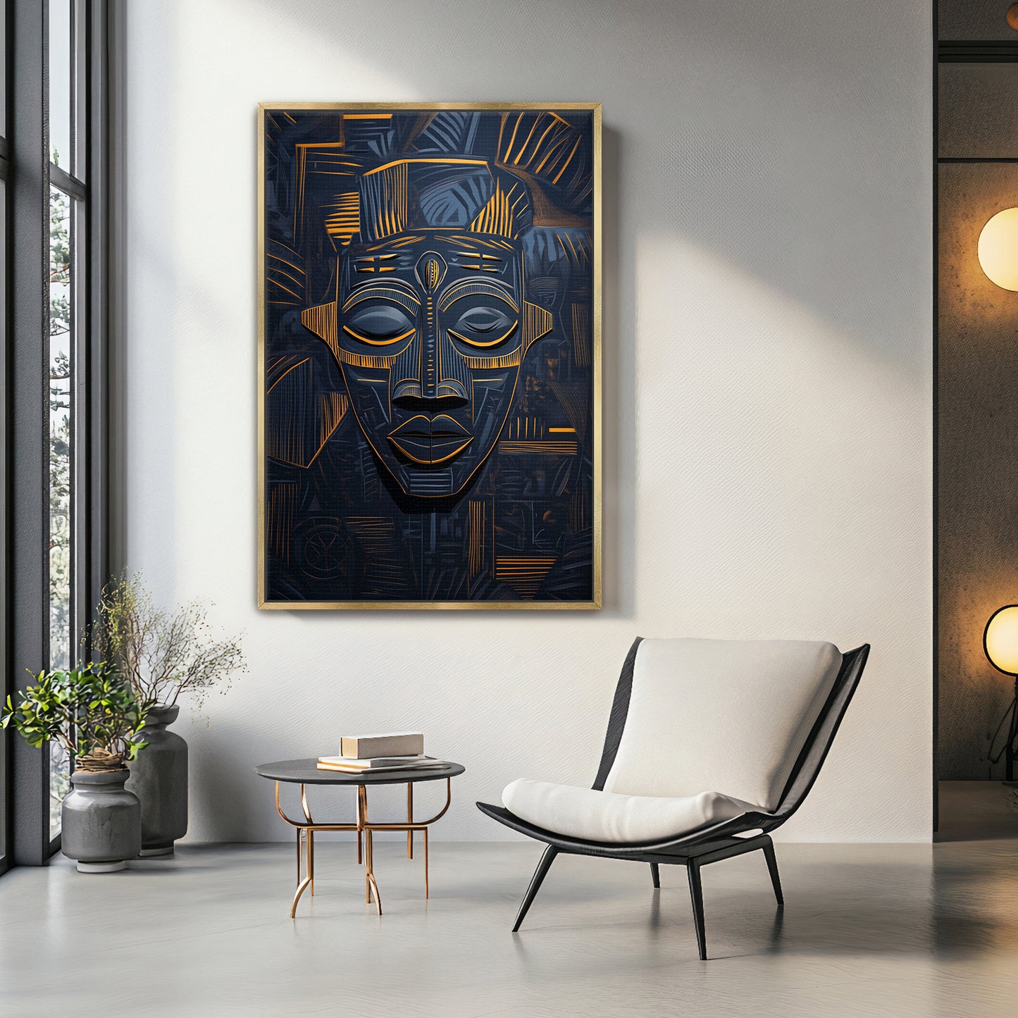 African Abstract Art Framed Canvas Print - "Echoes of Ancestry"