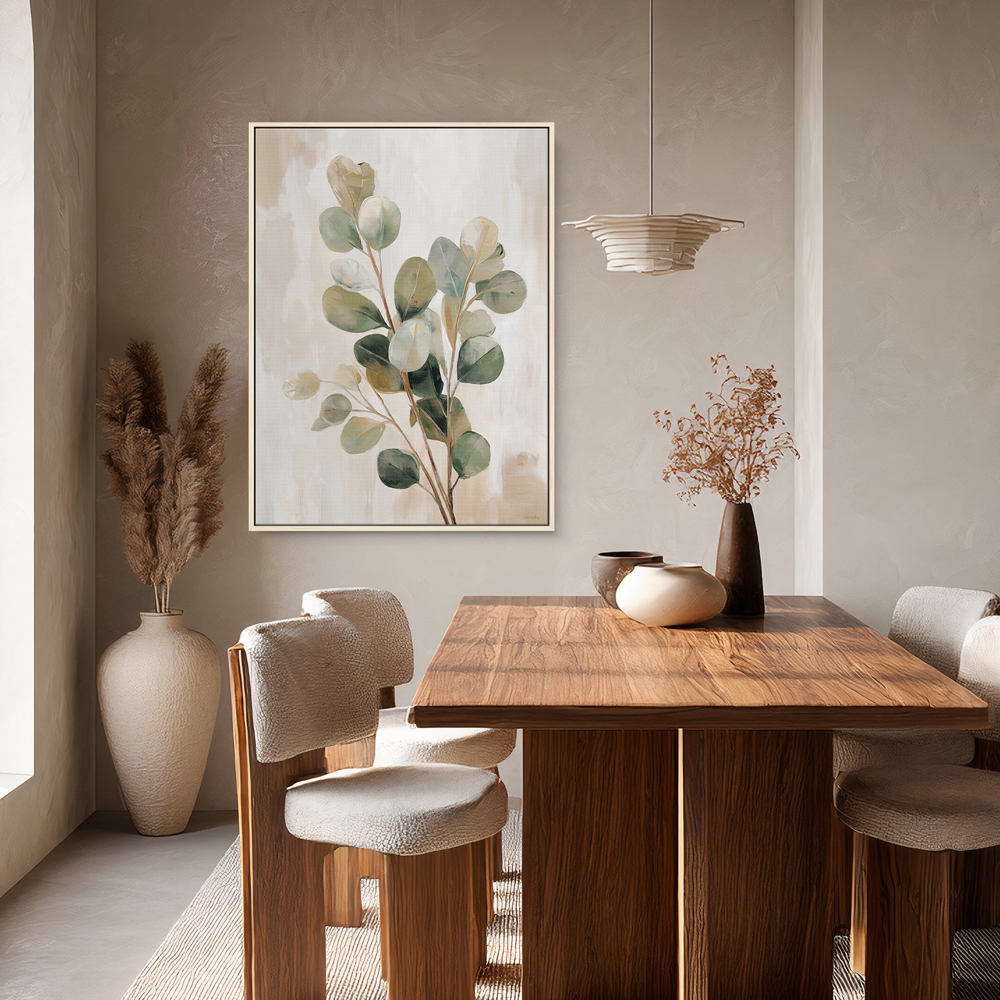 Botanical Framed Canvas Wall Art – Soft Eucalyptus