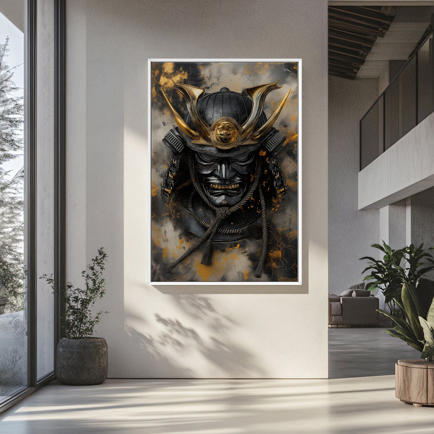 Asian Inspired Samurai Warrior Framed Canvas Print - "Kage"
