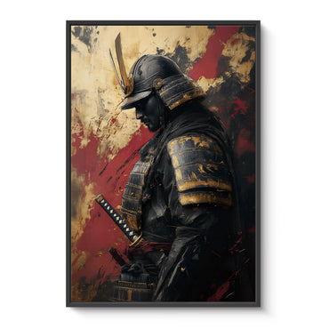 Asian Inspired Samurai Warrior Framed Canvas Print - "Warrior's Reverie"