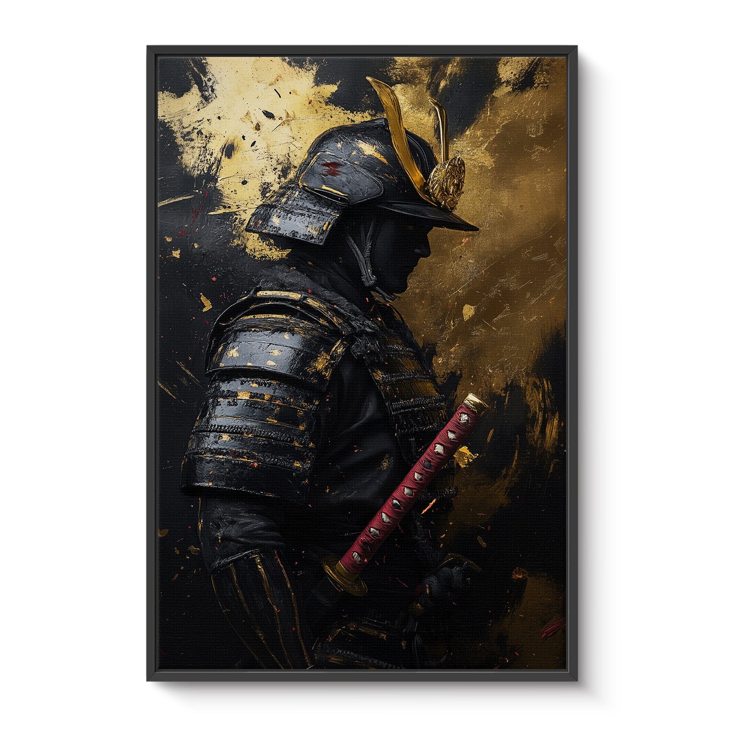 Asian Inspired Samurai Warrior Framed Canvas Print - "Silent Samurai"