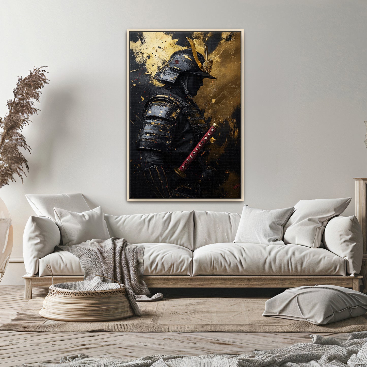 Asian Inspired Samurai Warrior Framed Canvas Print - "Silent Samurai"