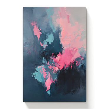 Modern Abstract Rolled Canvas – “Electric Bloom” in Pink and Blue