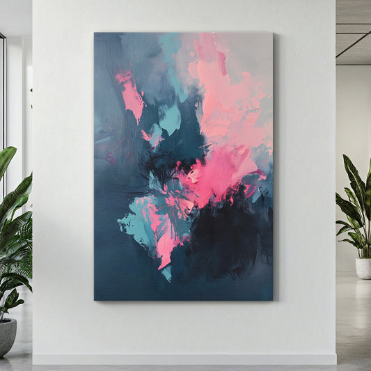 Digital Abstract Wall Art Download – “Electric Bloom” in Pink and Blue