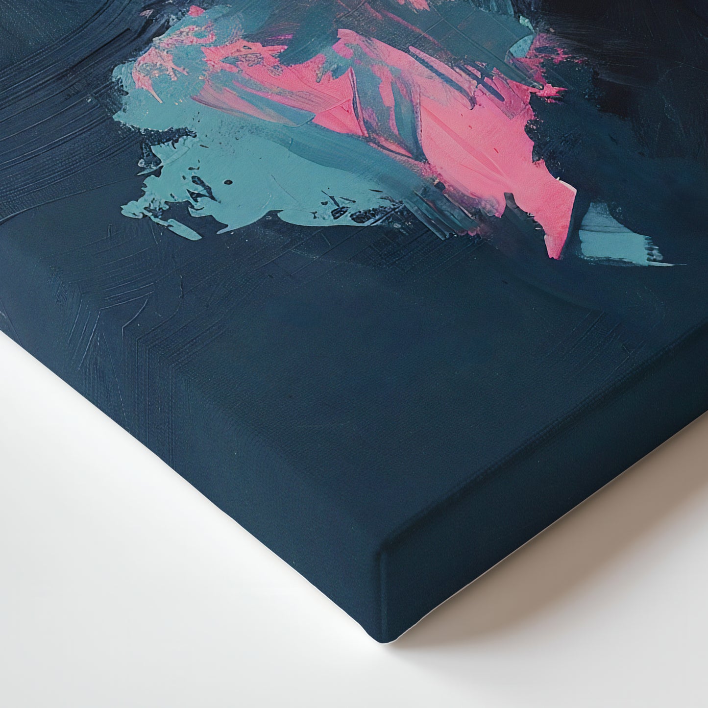 Modern Abstract Stretched Canvas – “Electric Bloom” in Pink and Blue