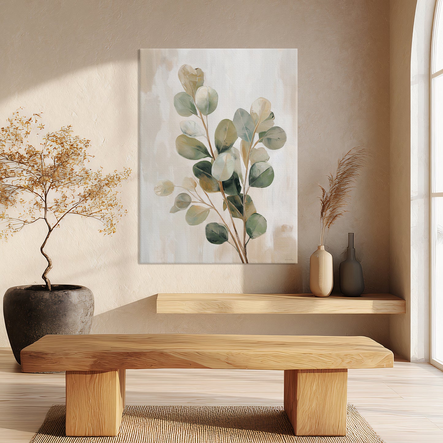 Botanical Rolled Canvas Wall Art Print – Soft Eucalyptus