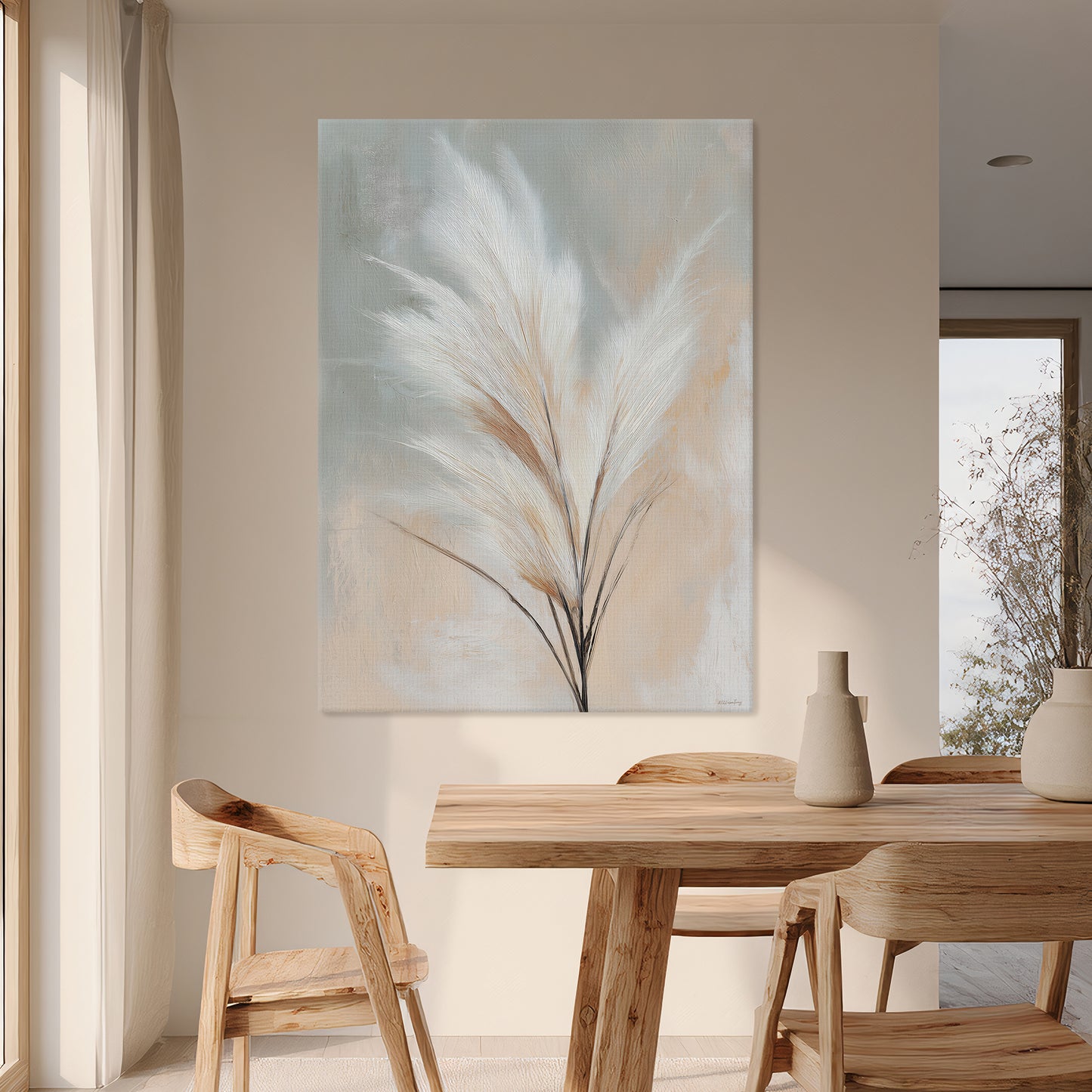 Botanical Stretched Canvas Wall Art – Whispering Pampas