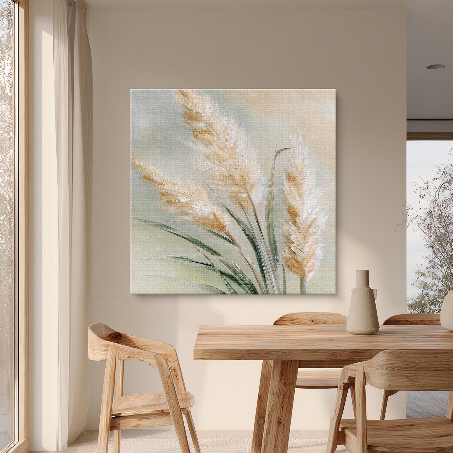 Botanical Stretched Canvas Wall Art – Sunlit Stems