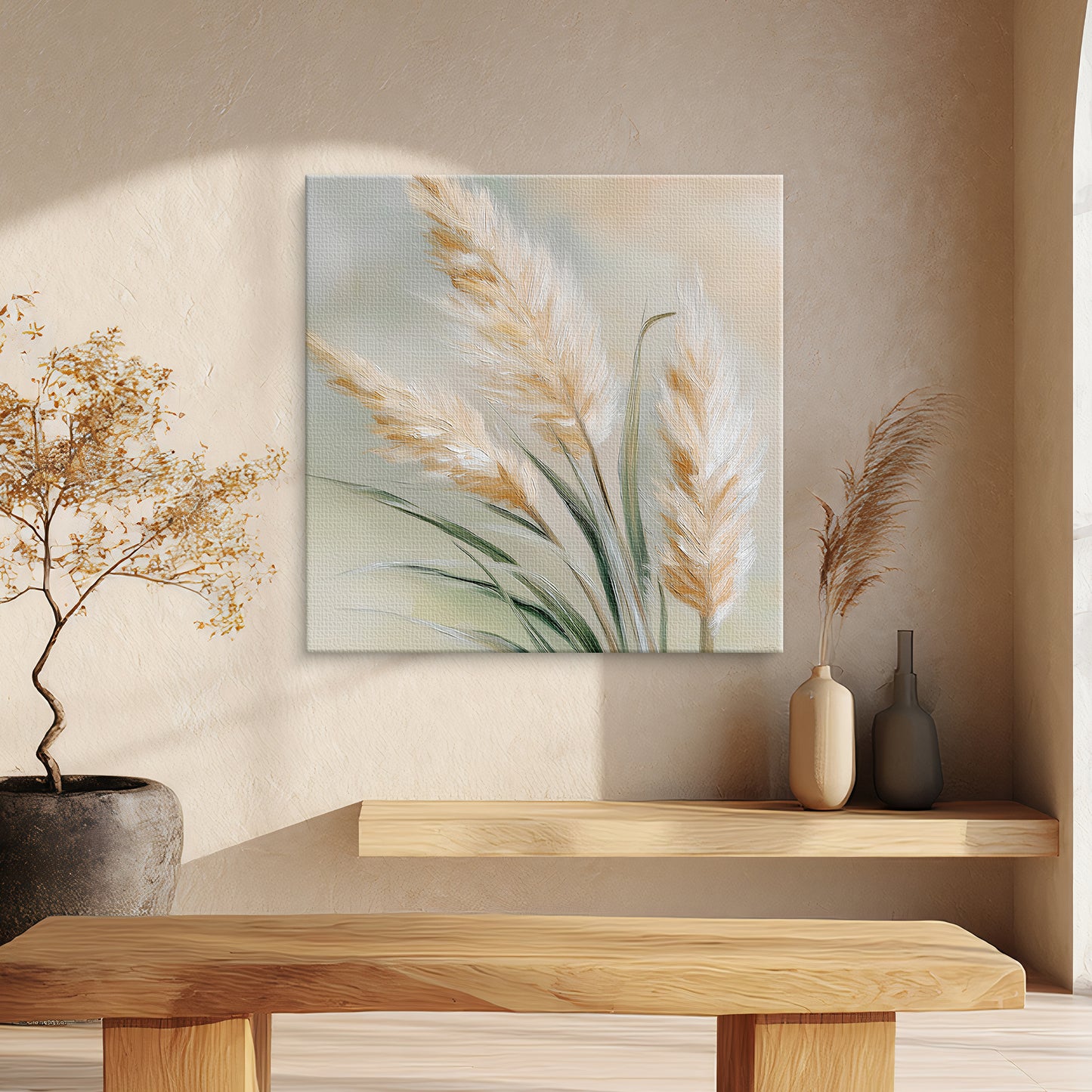 Botanical Rolled Canvas Wall Art Print – Sunlit Stems