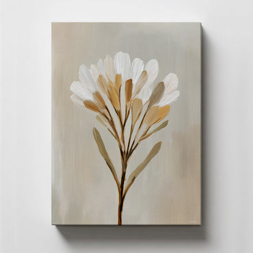 Minimalist Floral Rolled Canvas Wall Art – Golden Whisper