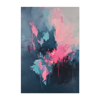 Digital Abstract Wall Art Download – “Electric Bloom” in Pink and Blue