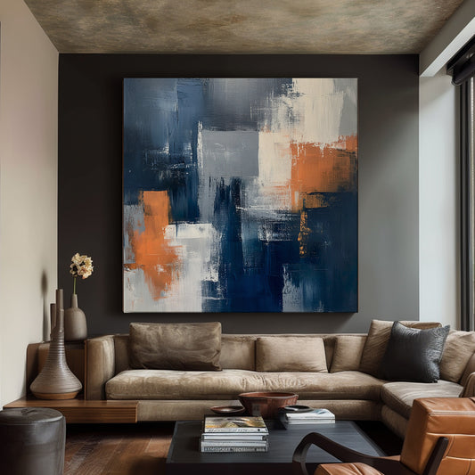 Stretched Canvas Abstract Wall Art – “Concrete Ember”