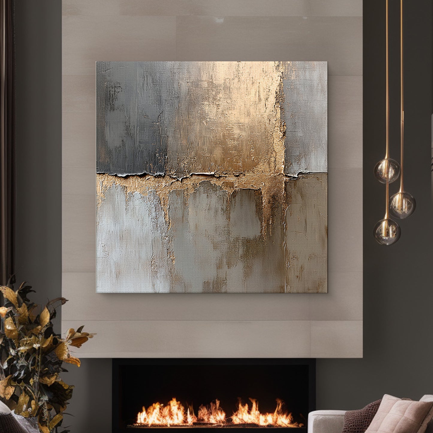 Digital Download Abstract Wall Art – “Gilded Faultline”
