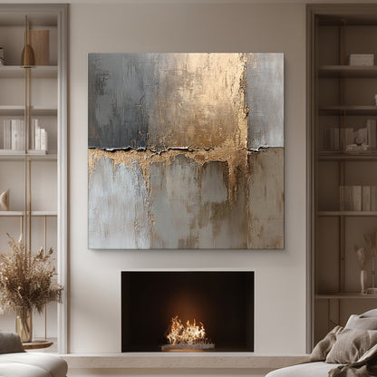 Stretched Canvas Abstract Wall Art – “Gilded Faultline”