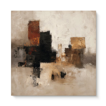 Abstract Neutral Stretched Canvas Wall Art – "Quiet Geometry"