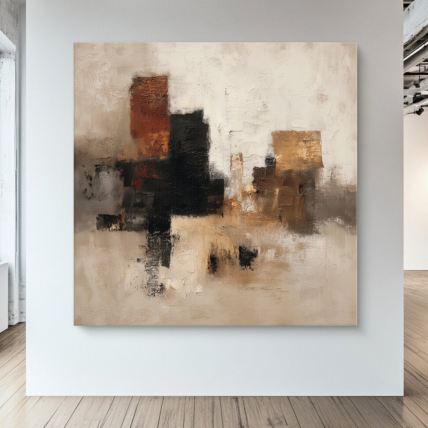 Abstract Neutral Rolled Canvas Wall Art Print – Quiet Geometry