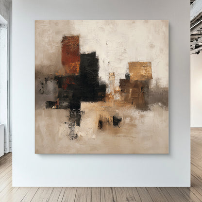 Abstract Neutral Rolled Canvas Wall Art Print – Quiet Geometry