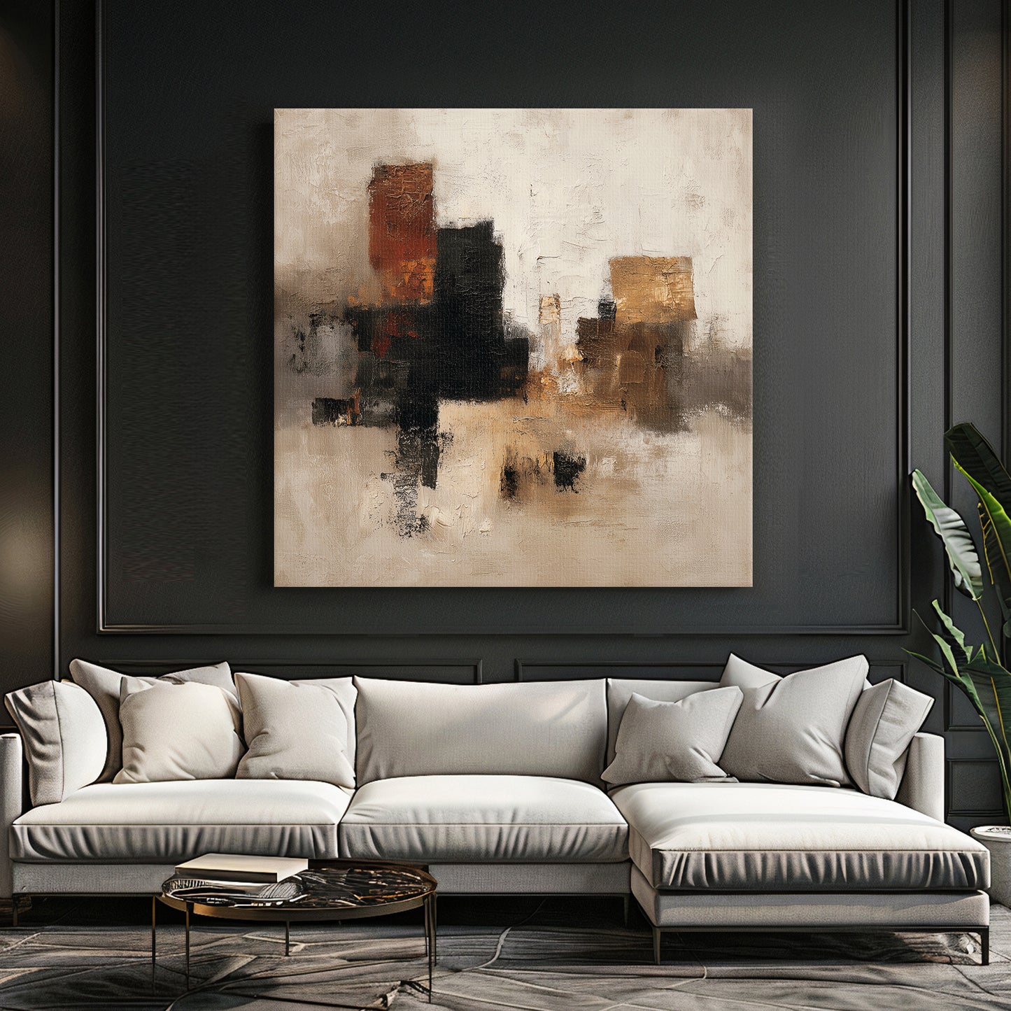 Abstract Neutral Rolled Canvas Wall Art Print – Quiet Geometry