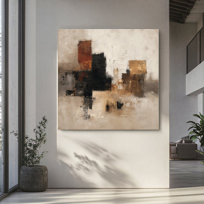 Abstract Neutral Rolled Canvas Wall Art Print – Quiet Geometry