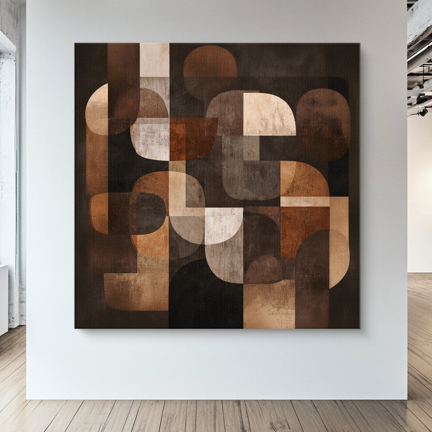 Geometric Abstract Stretched Canvas Wall Art – Midnight Balance