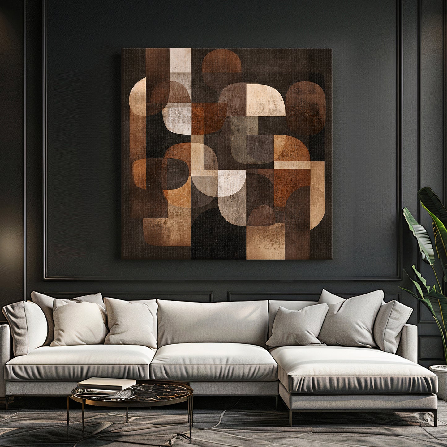 Geometric Abstract Stretched Canvas Wall Art – Midnight Balance