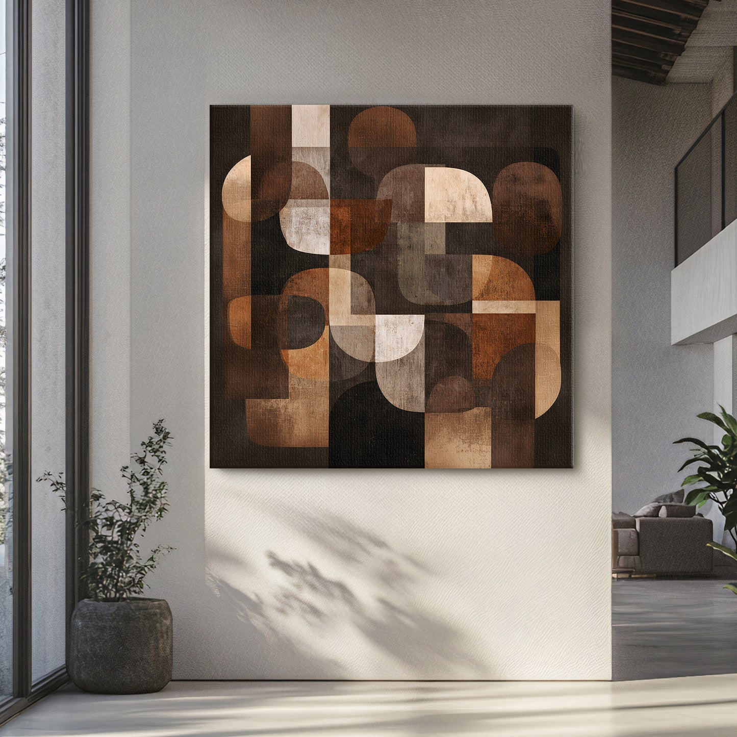 Geometric Abstract Stretched Canvas Wall Art – Midnight Balance
