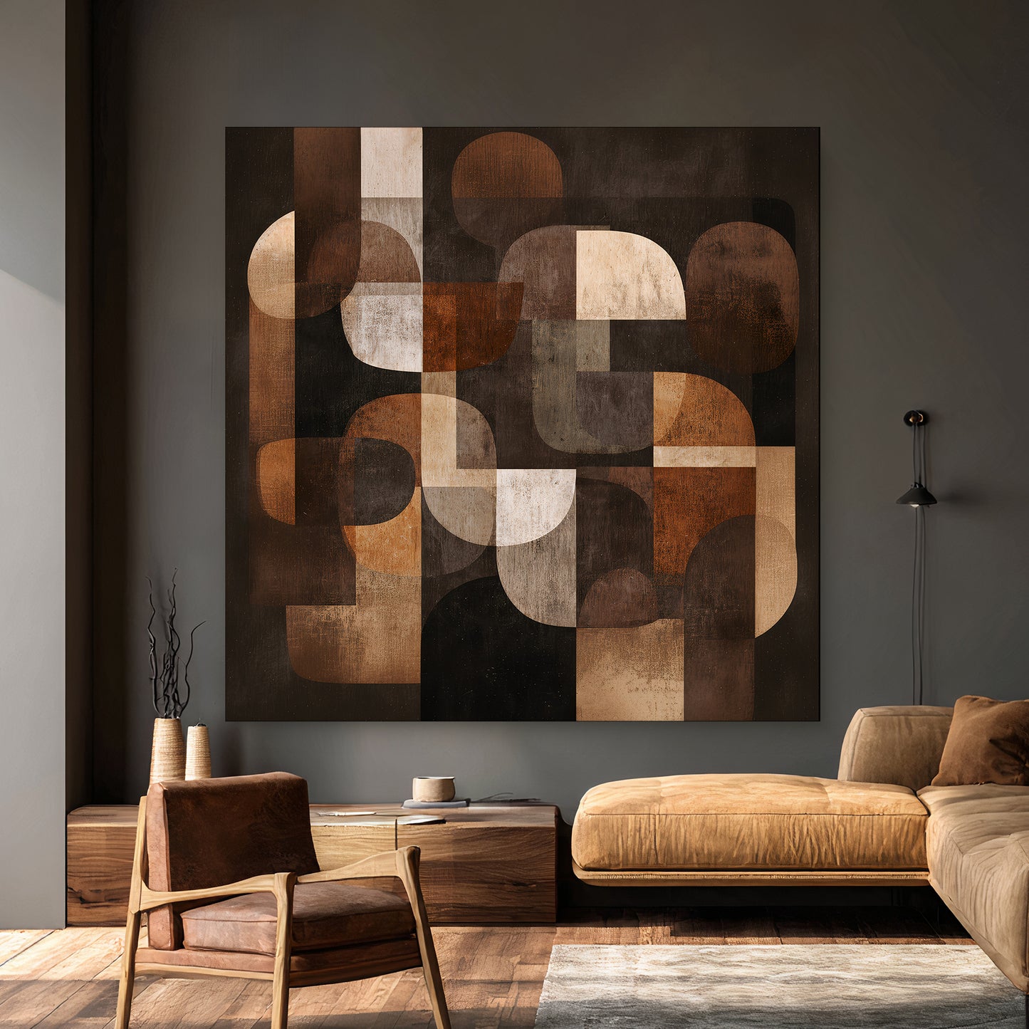 Geometric Abstract Stretched Canvas Wall Art – Midnight Balance