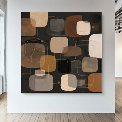 Mid-Century Modern Abstract Rolled Canvas Wall Art – Retro Harmony