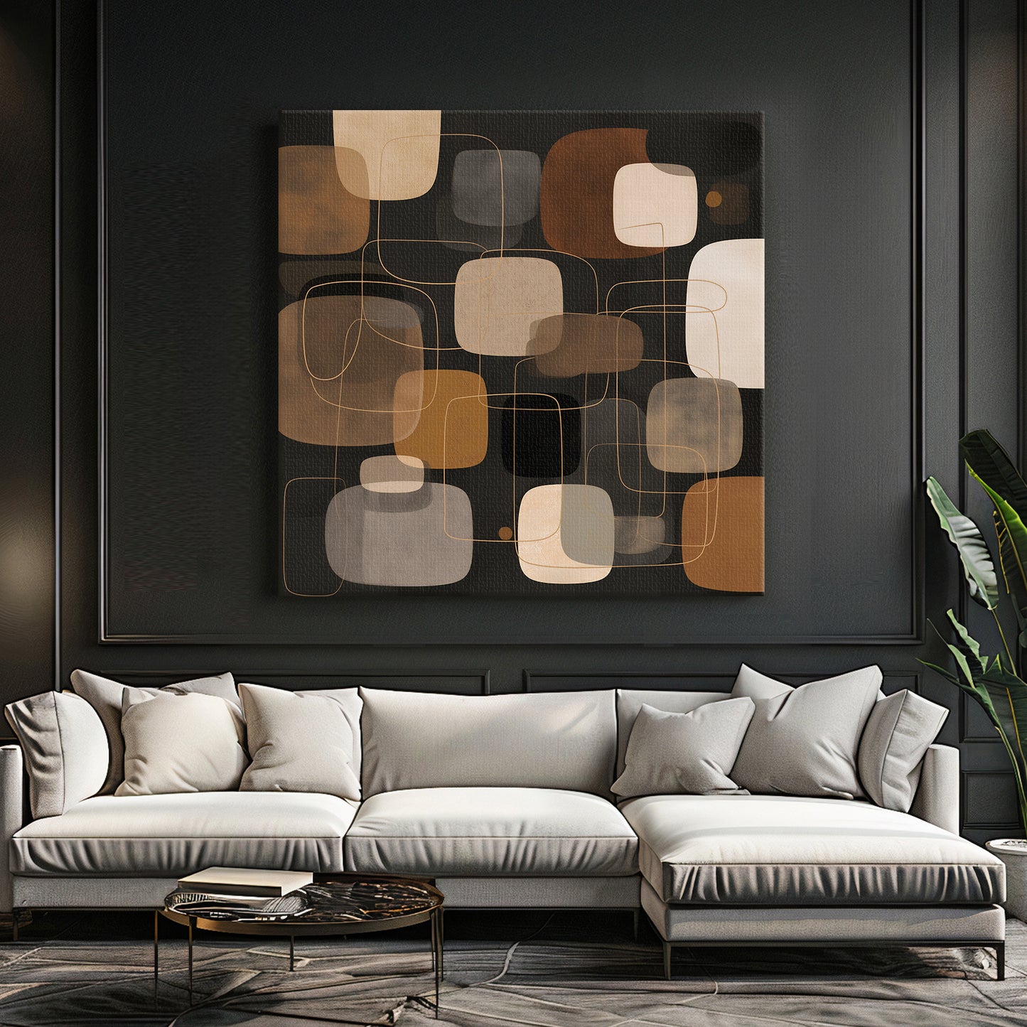 Mid-Century Modern Abstract Rolled Canvas Wall Art – Retro Harmony