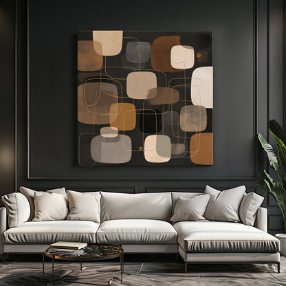 Mid-Century Modern Abstract Rolled Canvas Wall Art – Retro Harmony
