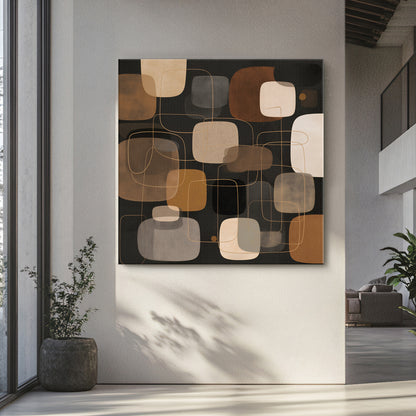 Mid-Century Modern Abstract Rolled Canvas Wall Art – Retro Harmony