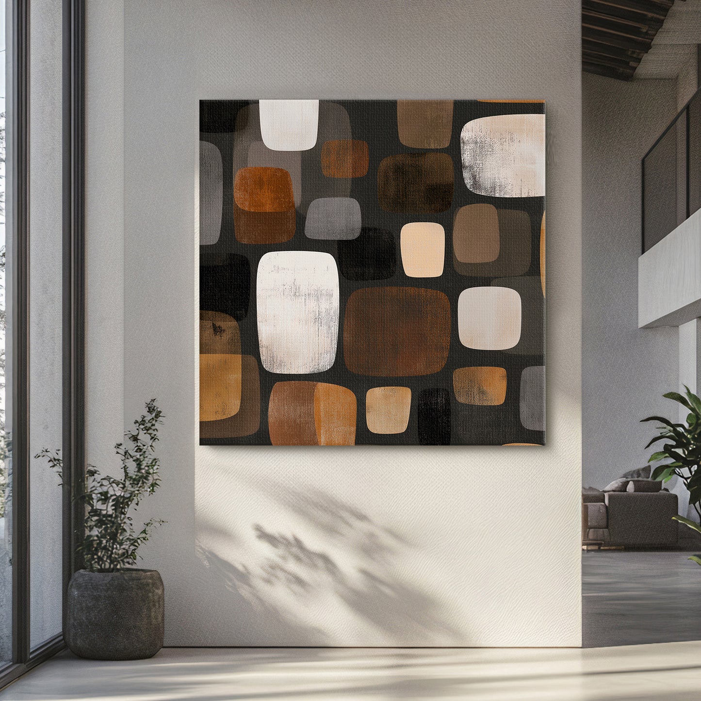 Abstract Stretched Canvas Wall Art – River Stones