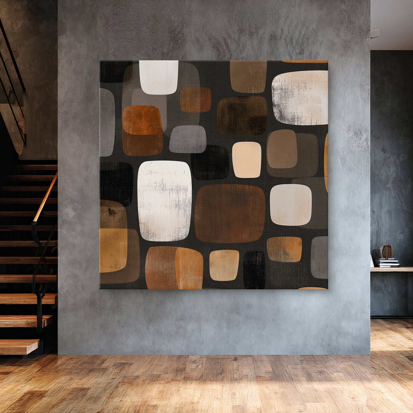 Abstract Stretched Canvas Wall Art – River Stones