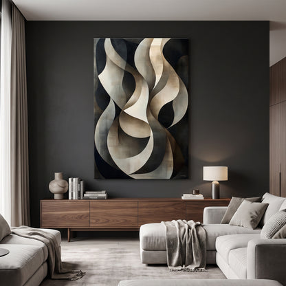 Abstract Rolled Canvas Wall Art – Woven Shadow