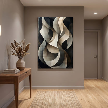 Abstract Rolled Canvas Wall Art – Woven Shadow