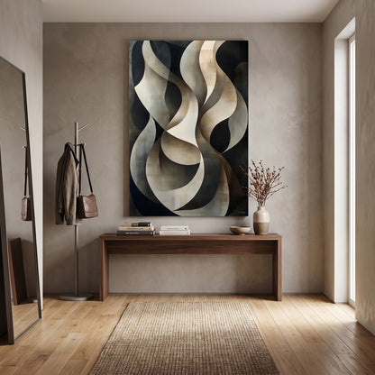 Abstract Rolled Canvas Wall Art – Woven Shadow