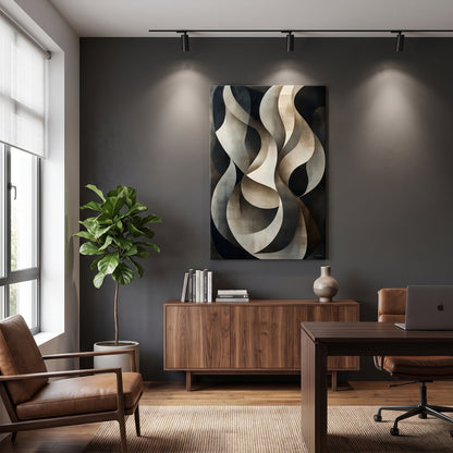 Abstract Rolled Canvas Wall Art – Woven Shadow
