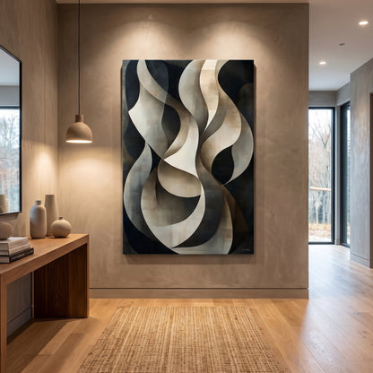 Abstract Rolled Canvas Wall Art – Woven Shadow