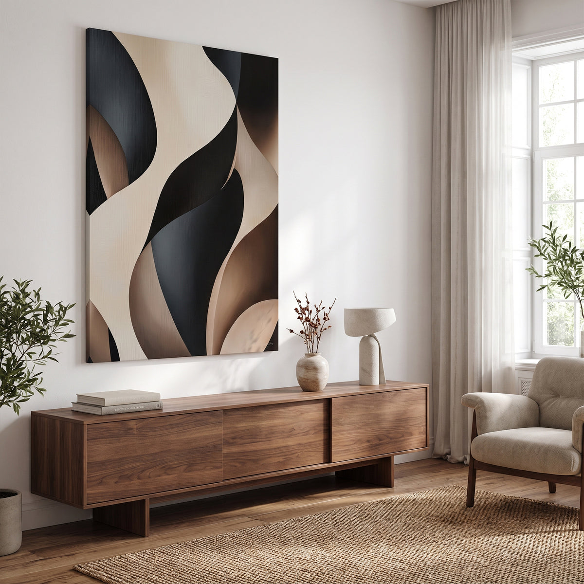 Abstract Rolled Canvas Wall Art – Carved Flow