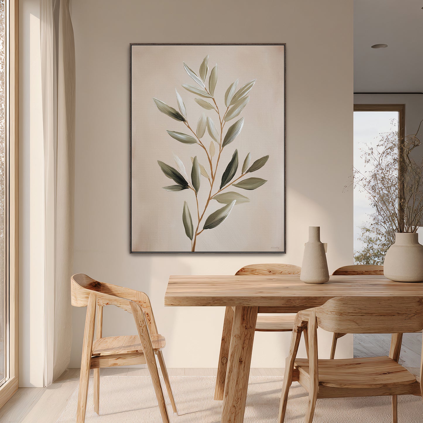 Botanical Framed Canvas Wall Art – Quiet Olive