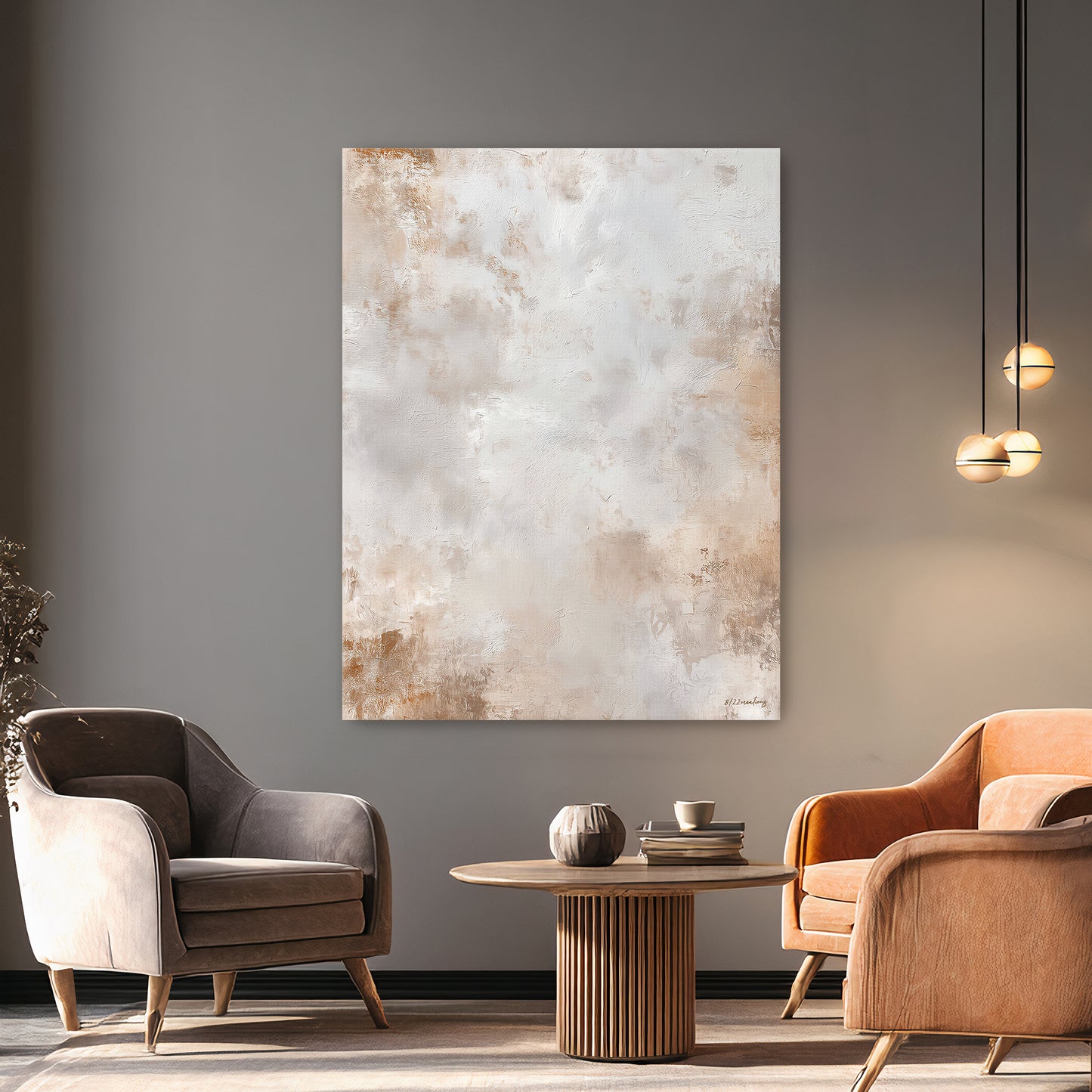 Abstract Rolled Canvas Wall Art – Golden Mist