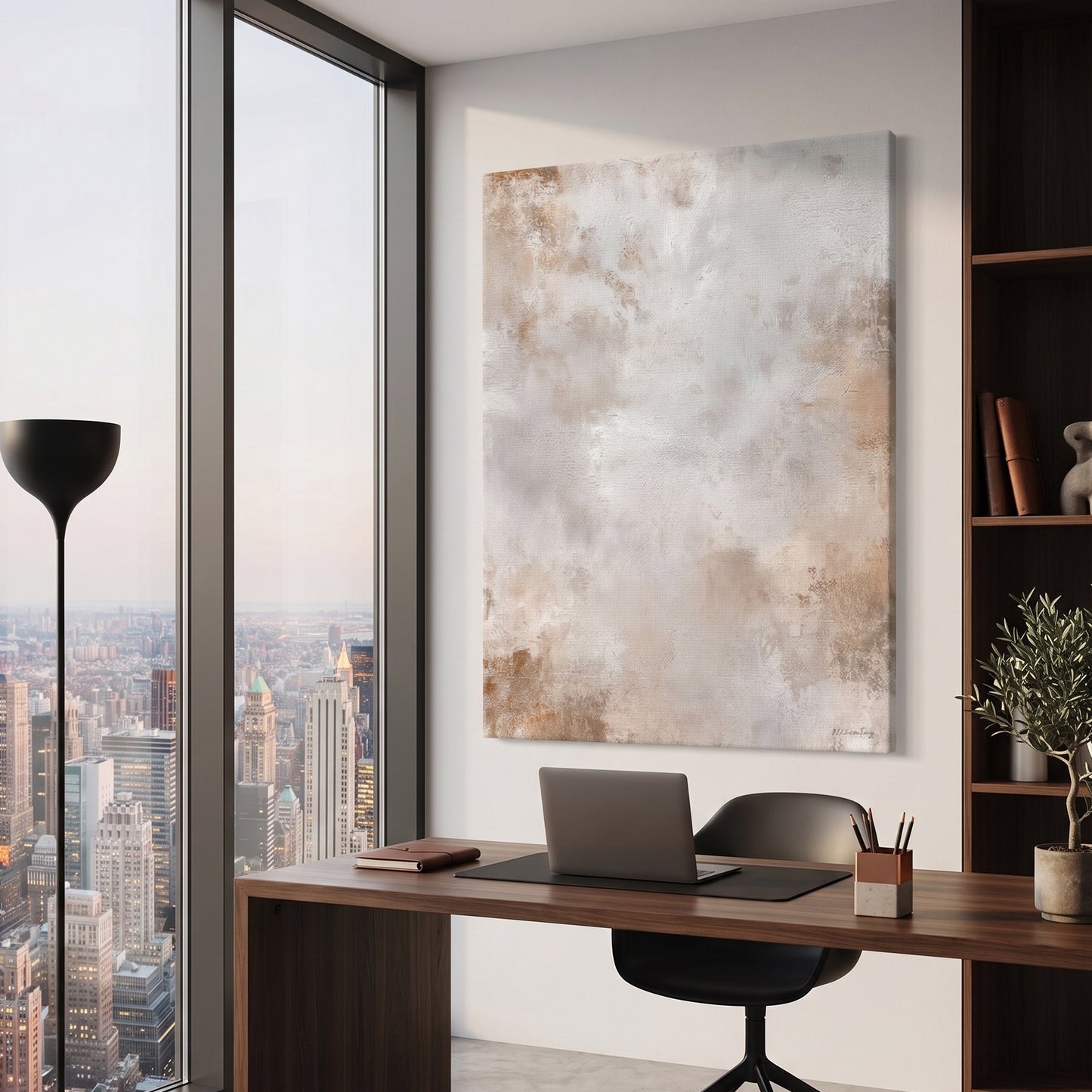 Abstract Rolled Canvas Wall Art – Golden Mist