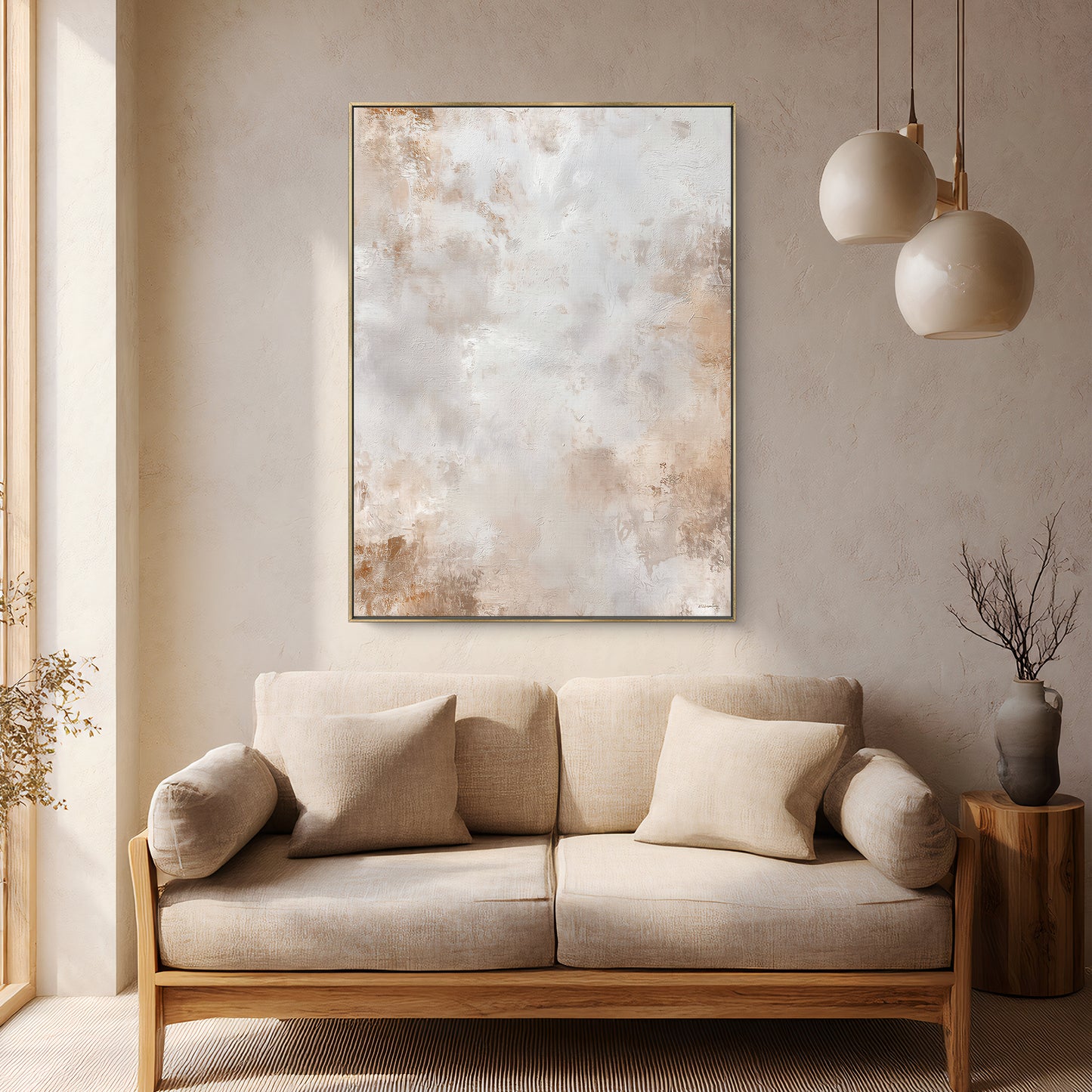 Abstract Framed Canvas Wall Art – Golden Mist