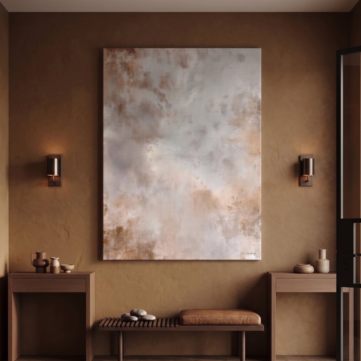Abstract Rolled Canvas Wall Art – Golden Mist