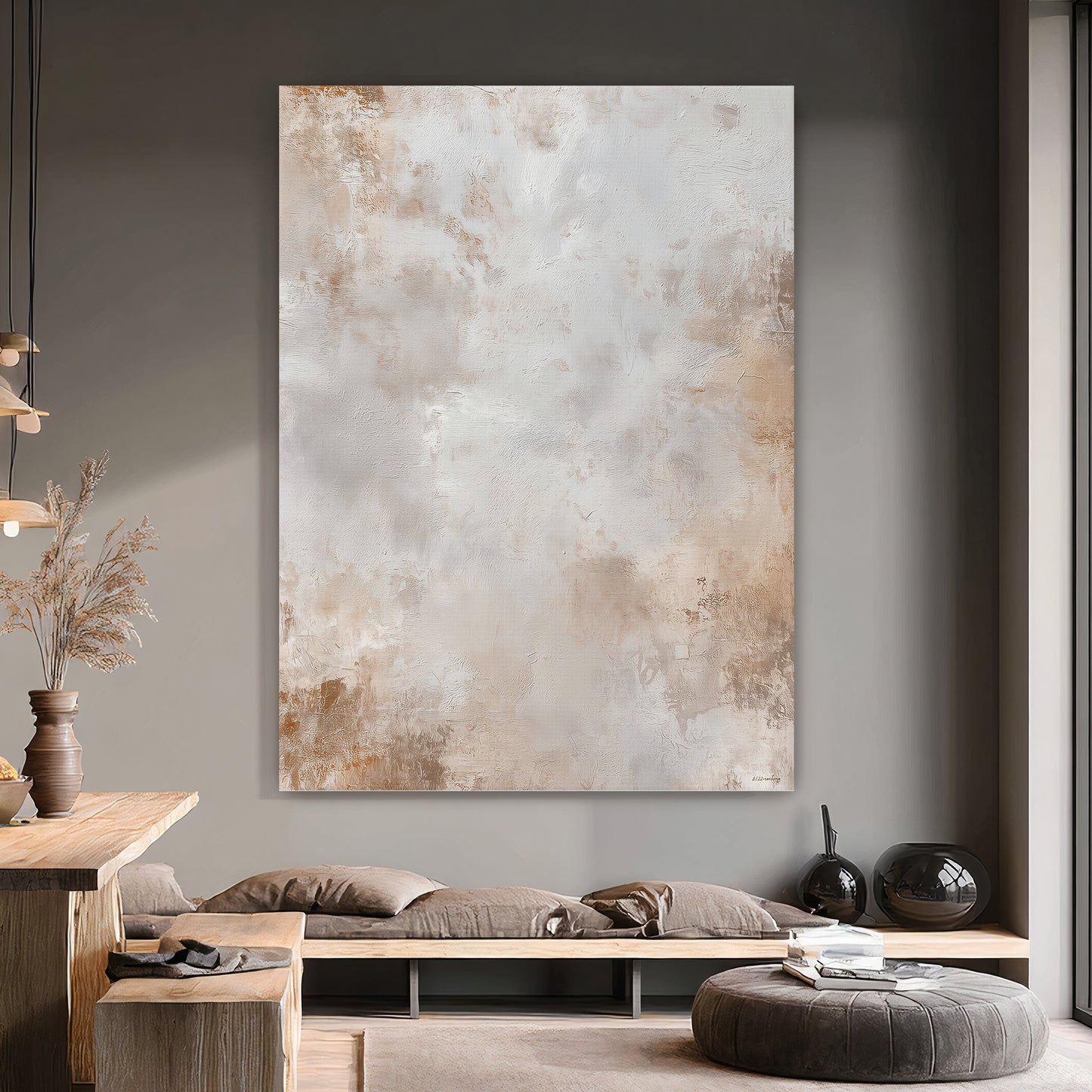 Abstract Rolled Canvas Wall Art – Golden Mist