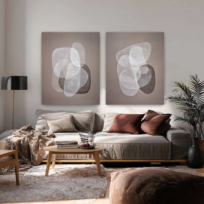 Abstract Neutral Wall Art Set Of 2 Rolled Canvas Print – Soft Interplay