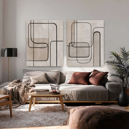 Abstract Rolled Canvas Wall Art Set of 2 – Continuous Line