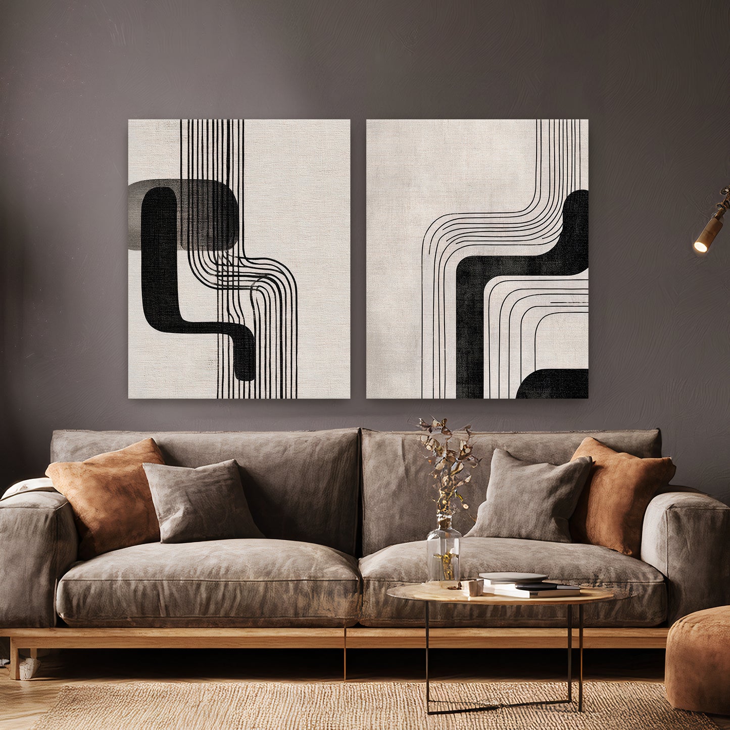 Abstract Rolled Canvas Wall Art Set of 2 – Parallel Motion