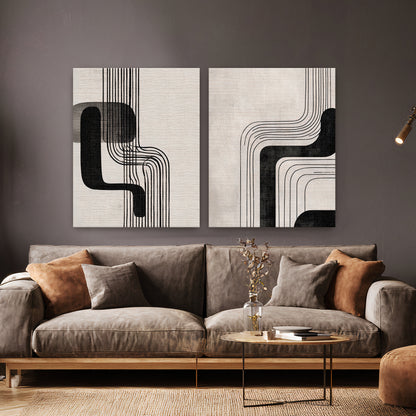 Abstract Rolled Canvas Wall Art Set of 2 – Parallel Motion
